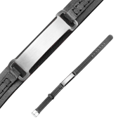 Brățară din piele neagră cu oțel inoxidabil și curea ajustabilă