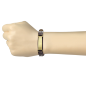 Pulsera de cuero marrón con acero quirúrgico y correa ajustable