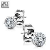 Kulaté stříbrné náušnice s velkými čirými zirkony