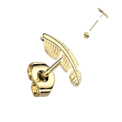 Kolczyki sztyfty z tytanu w kształcie piórka - Single 