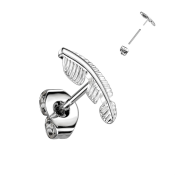 Kolczyki sztyfty z tytanu w kształcie piórka - Single