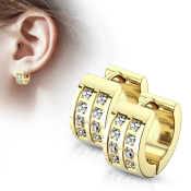 Arany acél fülbevaló cirkóniákkal és csuklós zárral