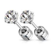 Kolczyki sztyfty ze stali chirurgicznej z cyrkonią