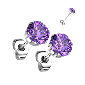 Kolczyki sztyfty ze stali chirurgicznej z okrągłą cyrkonią