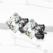 Cerne cercei cu șurub din oțel inoxidabil cu zirconiu pătrat