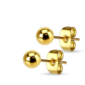 Kuličkové náušnice zlaté barvy z chirurgické oceli se zapínáním na puzetu