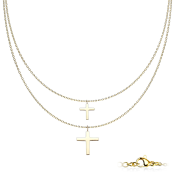 Dvojitý náhrdelník z chirurgické oceli s přívěsky křížků