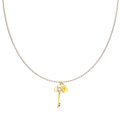 Collar en color dorado de acero quirúrgico y colgante en forma de llave y cerradura