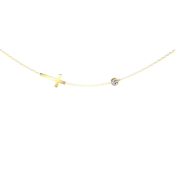 Ocelový náhrdelník s přívěskem kříže a kubickými zirkony