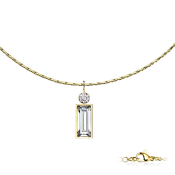 Lănțișor din oțel chirurgical cu zirconiu în formă de dreptunghi