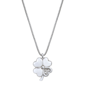 Collana in argento con diamante e quadrifoglio
