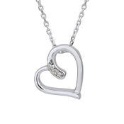 Stříbrný náhrdelník s diamantem, srdce