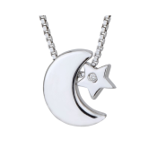 Colier din argint "lună și stea" cu diamant