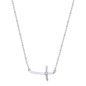 Stříbrný náhrdelník s diamantem, křížek