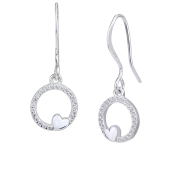 Pendientes de plata con corazón, decorados con circonita cúbica