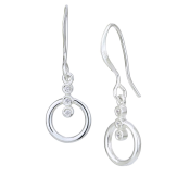 Pendientes de plata con diseño circular, decorados con circonita cúbica