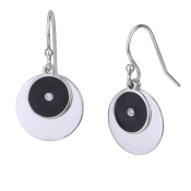 Stříbrné náušnice s diamantem, kruhový design