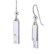 Pendientes colgantes de plata con diamante