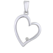 Ezüst medál gyémánttal, szív