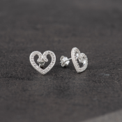 Orecchini pendenti in argento, cuori