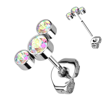 Titánová puzetová Single náušnica s farebnými zirkónmi