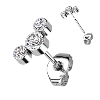 Tytanowe kolczyki sztyfty z kolorowymi cyrkoniami