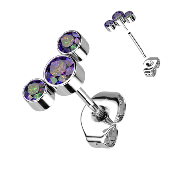 Titánové puzetové náušnice s farebnými zirkónmi - Single