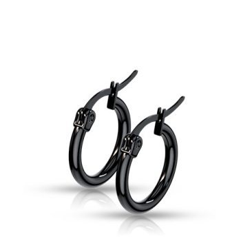 Karika fülbevaló sebészeti acélból fekete kivitelben