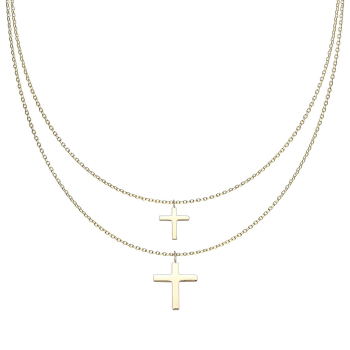 Dvojitý náhrdelník z chirurgické oceli s přívěsky křížků