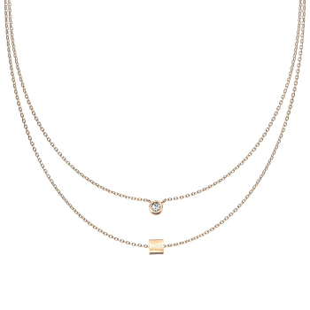 Dvojitý náhrdelník z chirurgické oceli s kruhovým a obdélníkovým přívěskem