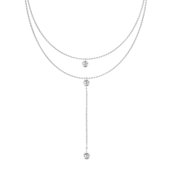 Náhrdelník z chirurgické oceli s kubickými zirkony a prodlouženým přívěskem