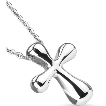 Kétszínű rozsdamentes acél medál, fényes kereszt