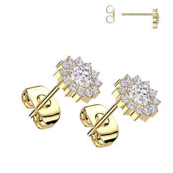 Titanové náušnice s kubickými zirkony ve tvaru květu