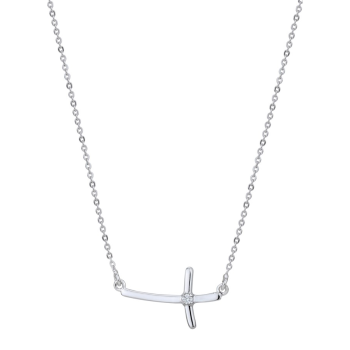 Strieborný náhrdelník s diamantom, krížik