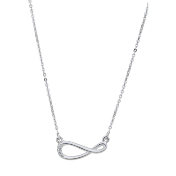 Strieborný náhrdelník s diamantom, nekonečno
