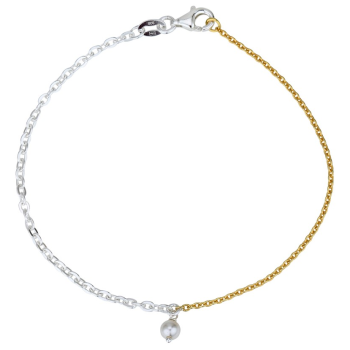 Bracciale bicolore in argento con perle