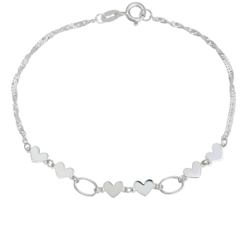 Brățară din argint cu pandantive în formă de inimă