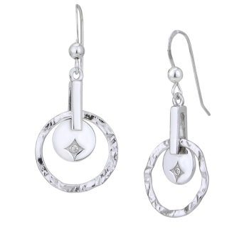 Strieborné náušnice s diamantom, kruhový dizajn