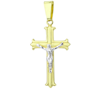 Stříbrný přívěsek zlaté barvy ve tvaru kříže