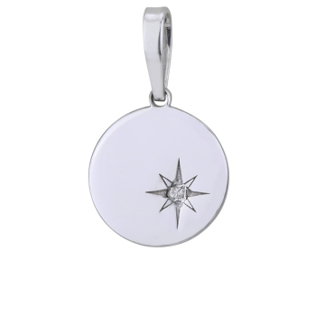 Okrúhly strieborný prívesok s diamantom