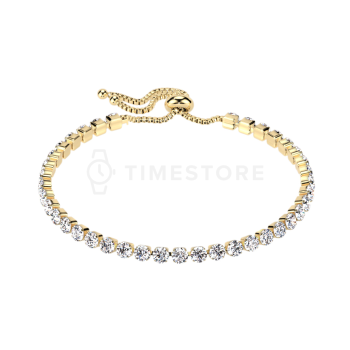 Nežna zapestnica iz kirurškega jekla v zlati barvi s prozornimi cirkoni