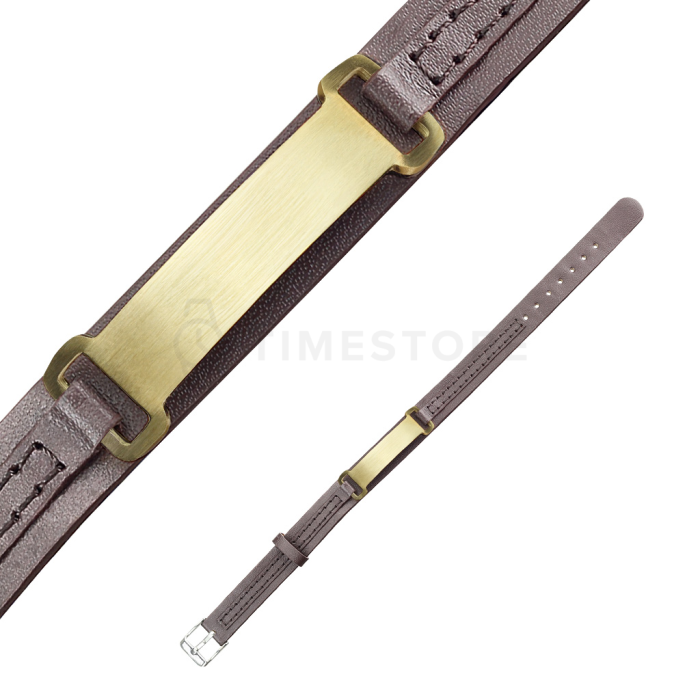 Pulsera de cuero marrón con acero quirúrgico y correa ajustable