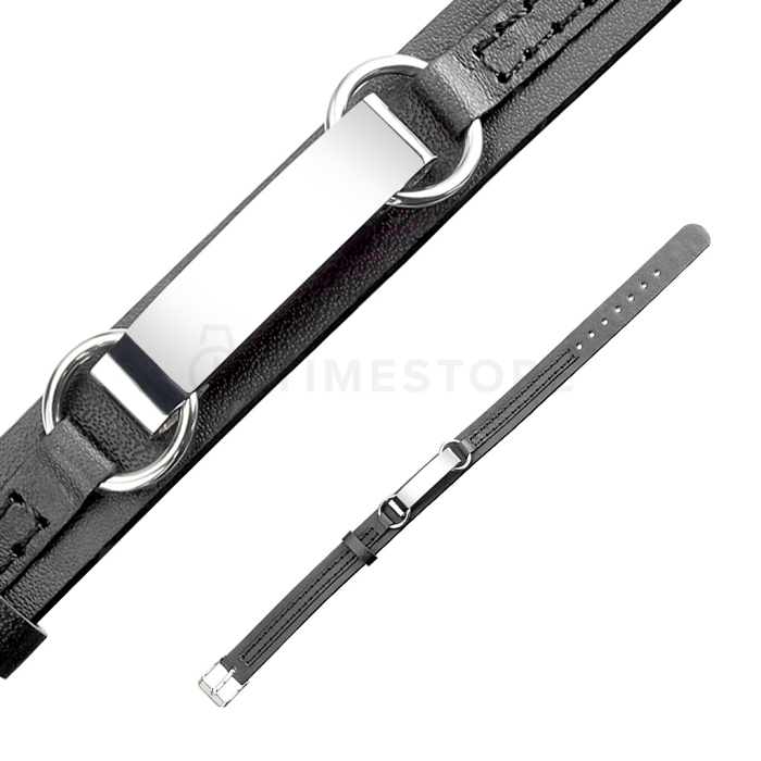 Brățară din piele neagră cu oțel inoxidabil și design minimalist