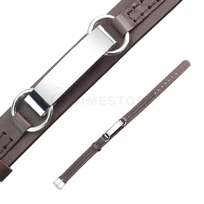 Pulsera de cuero marrón con acero quirúrgico y diseño minimalista