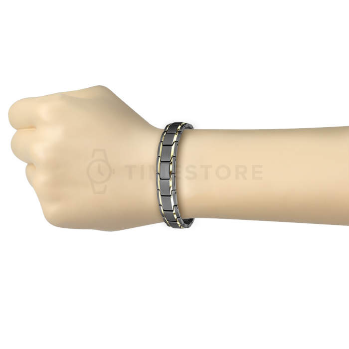 Двуцветна гривна от хирургическа стомана с черни и златни звена