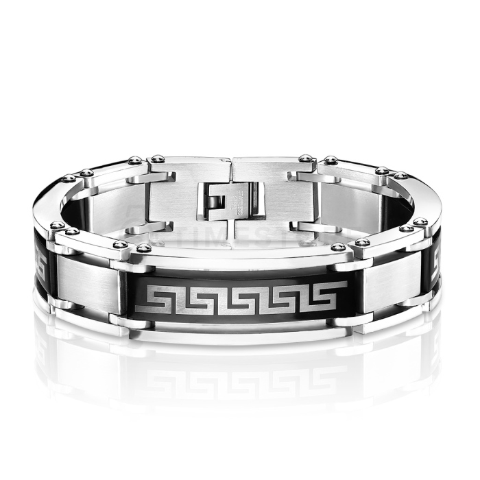 Brățară bărbătească din oțel chirurgical cu model grecesc