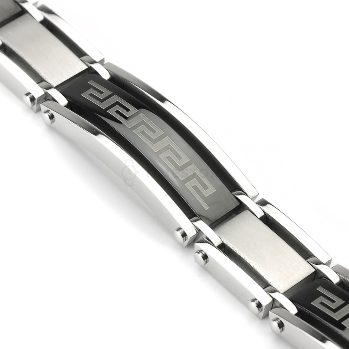 Brățară bărbătească din oțel chirurgical cu model grecesc