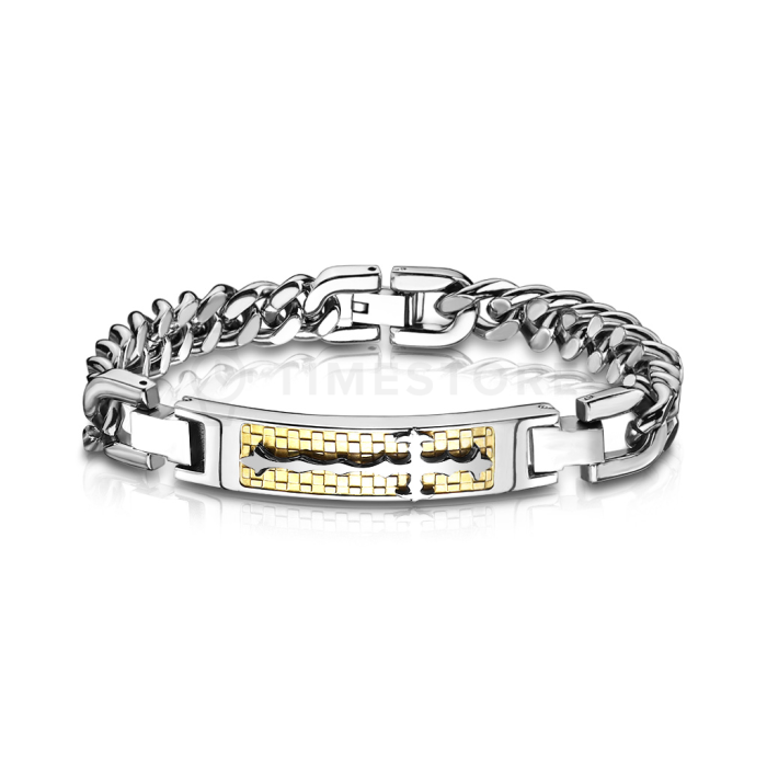 Brățară din oțel pentru bărbați cu detaliu bicolor