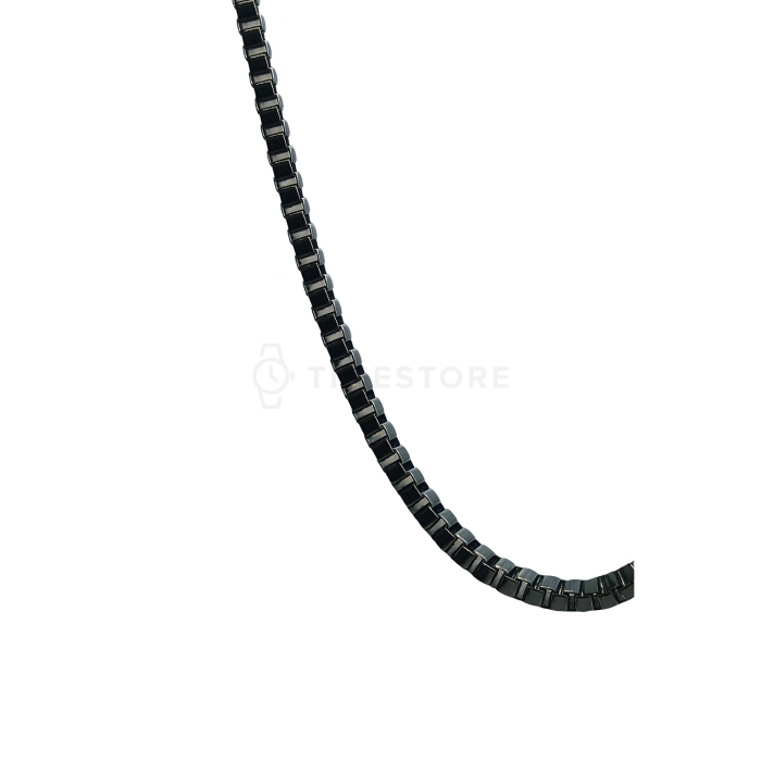 Řetízek z chirurgické oceli s lesklými čtvercovými očky v černé barvě