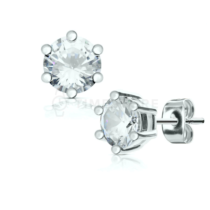 Kolczyki sztyfty ze stali chirurgicznej z cyrkonią